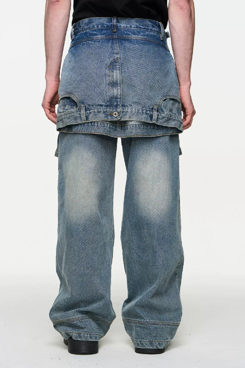 Layered Utility Washed Jeans
