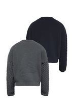 Cable Sleeve Cotton Sweater