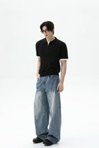 Layered Look Polo Knit Tee