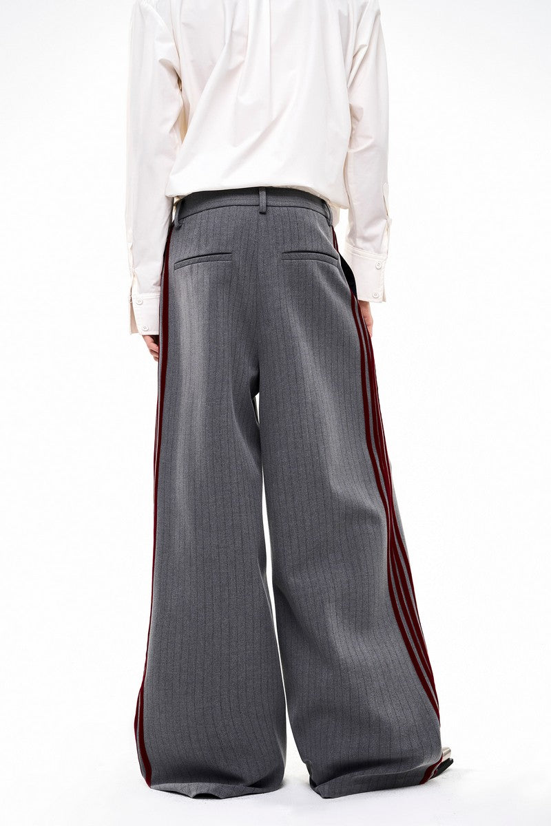 Striped Wide Leg Suit Trousers