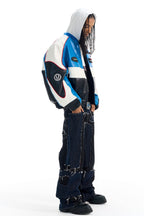 Colorblock Embroidered Faux Leather Jacket