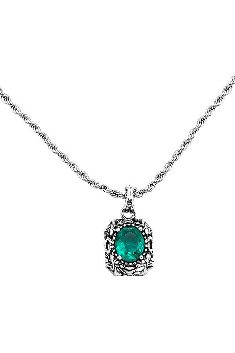 Vintage Emerald Pendant Necklace