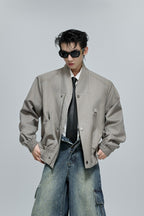 Striped Cropped Button Jacket