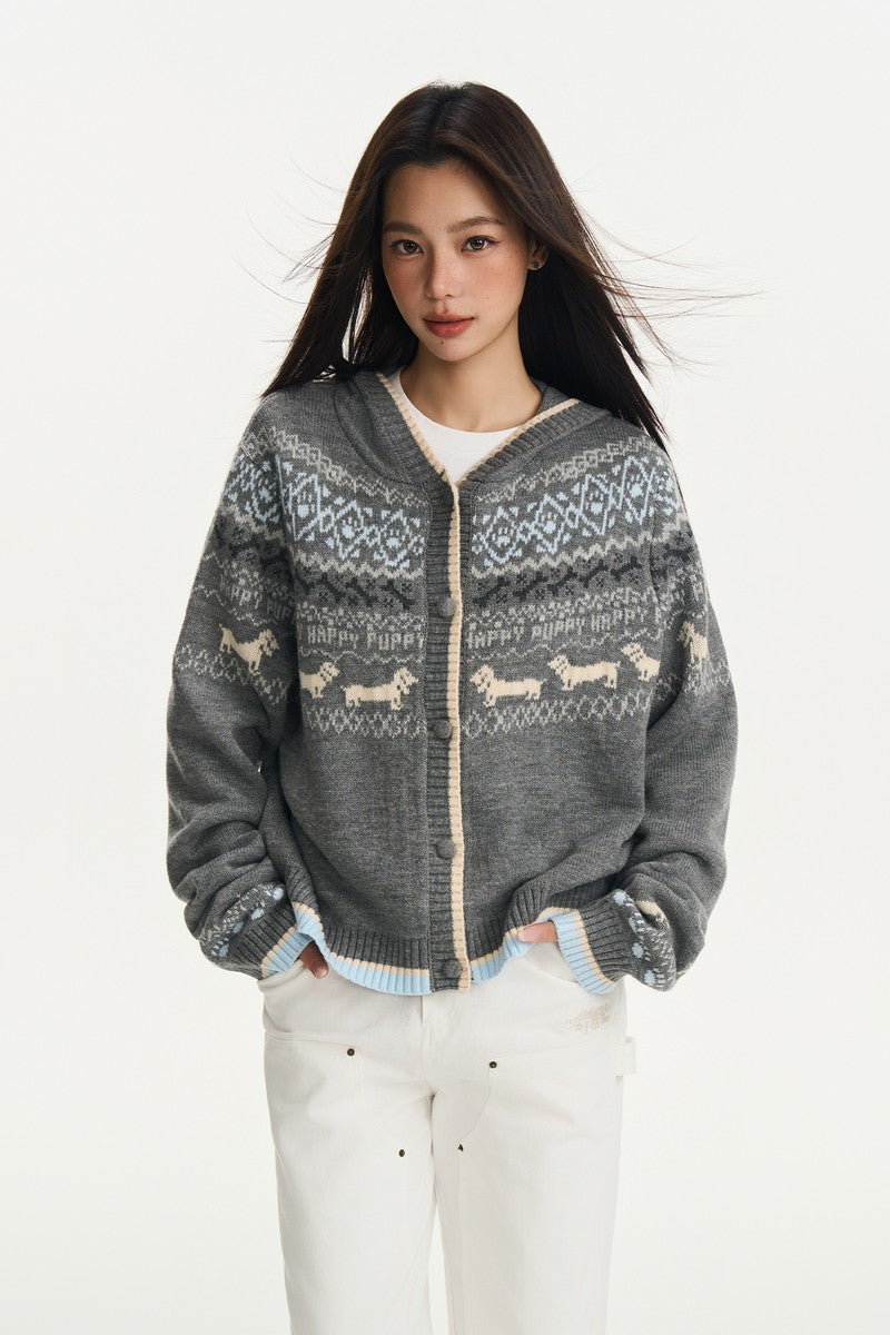 Fair Isle Knit Hoodie