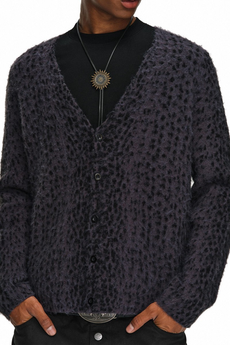 Leopard V-Neck Knit Cardigan
