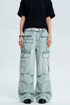 Multi Pocket Denim Cargo Pants