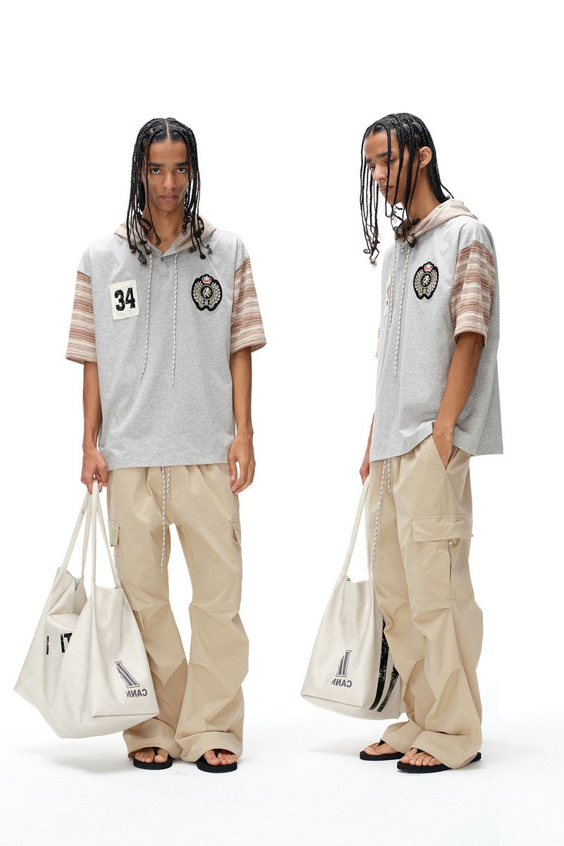Hooded Striped Sports Tee