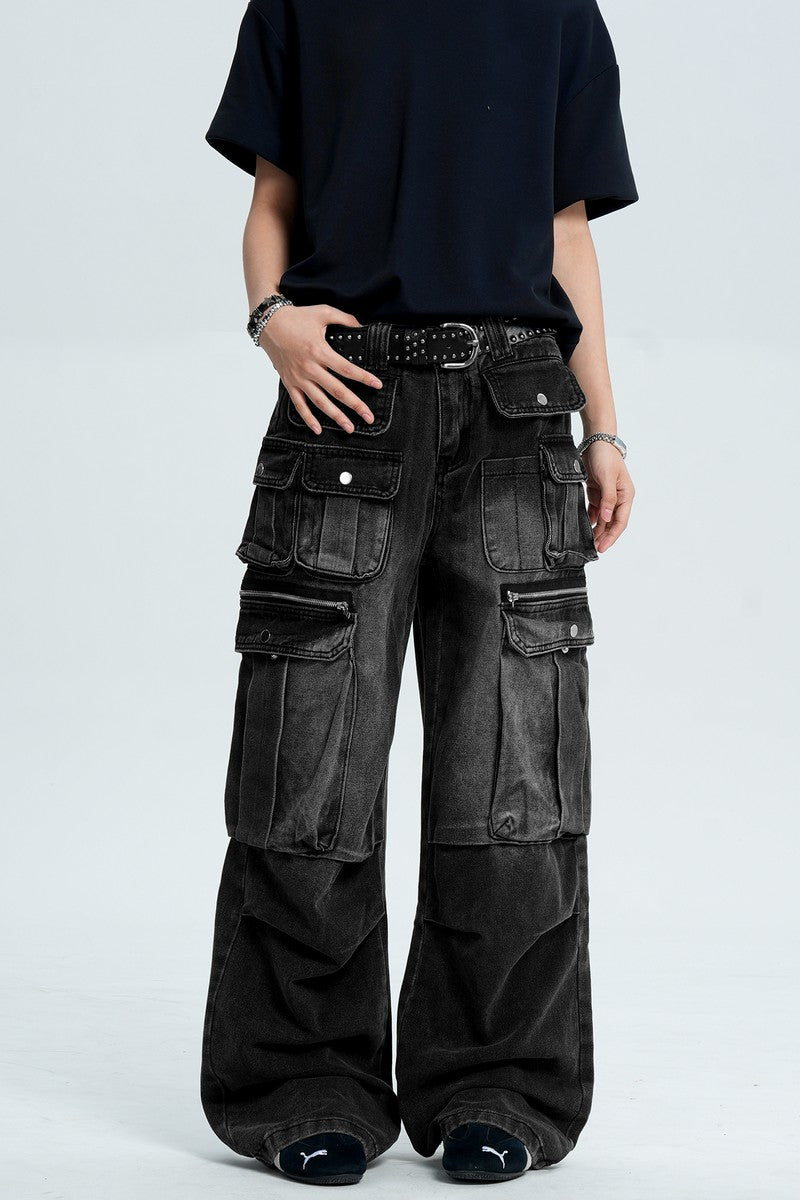 Multi Pocket Denim Cargo Pants