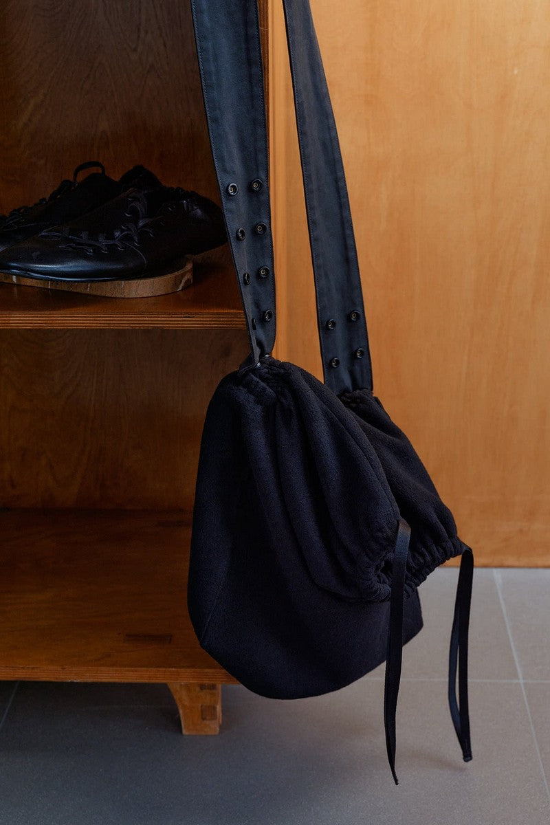 Patchwork Leather Drawstring Bag