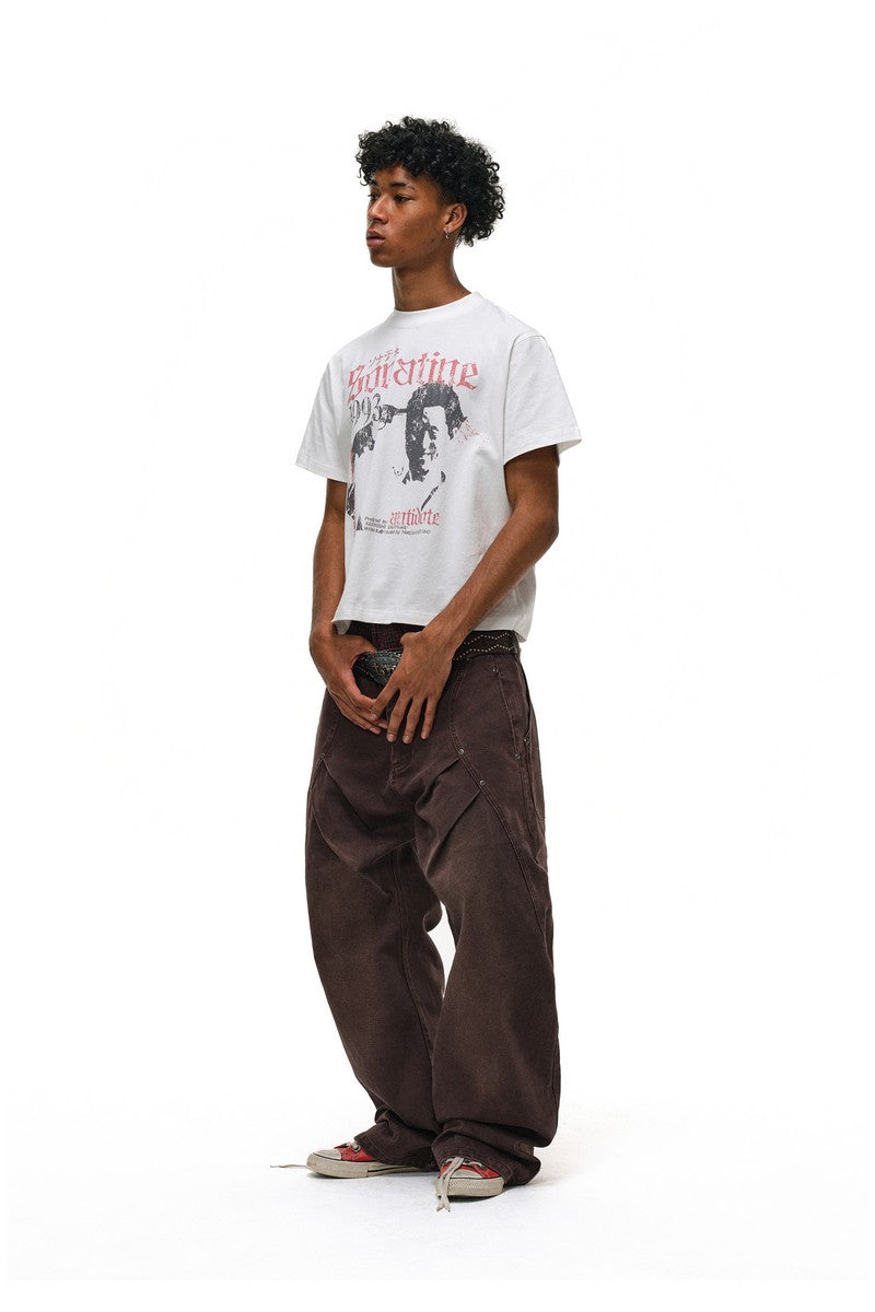 Washed Pleated Work Pants