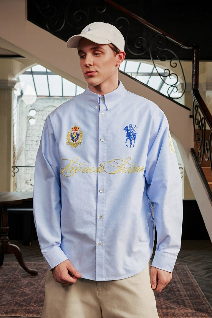 Oxford Embroidered Loose Fit Shirt