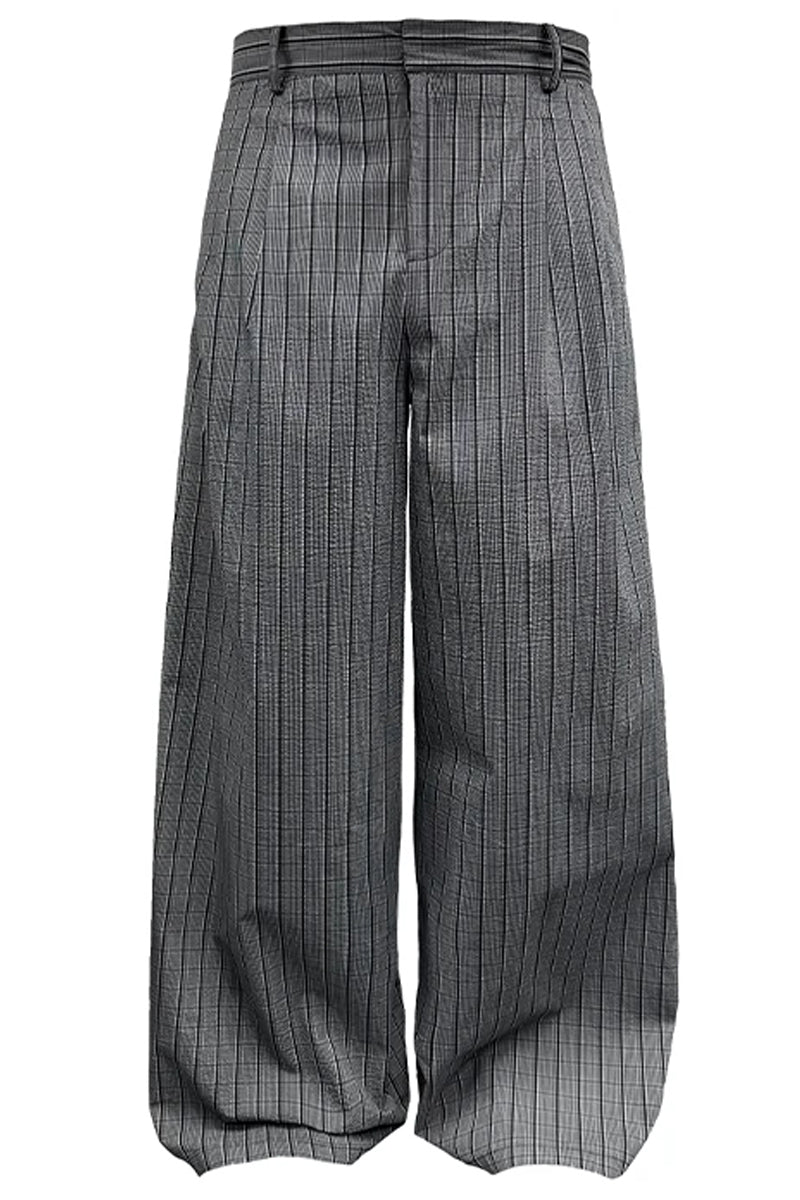 Pleated Plaid Wide-Leg Pants