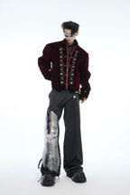 Metal Button Sparkle Stand Collar Jacket