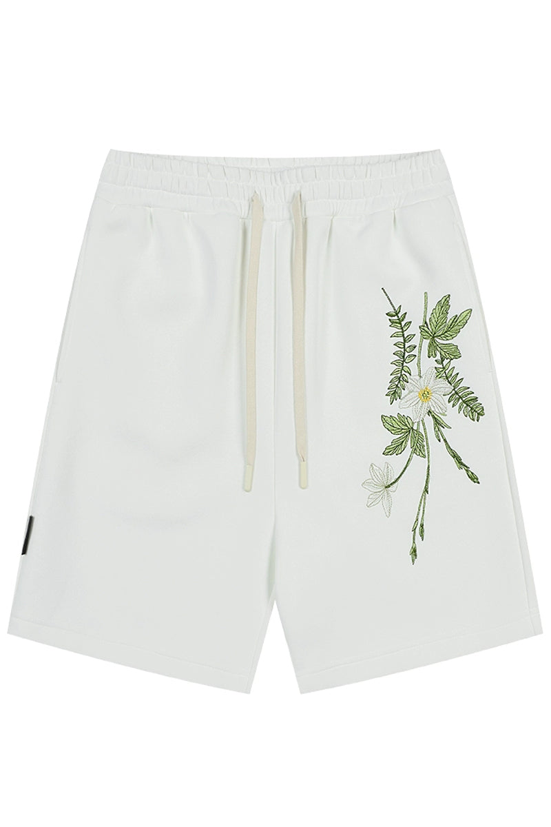 Floral Embroidered Sweat Shorts