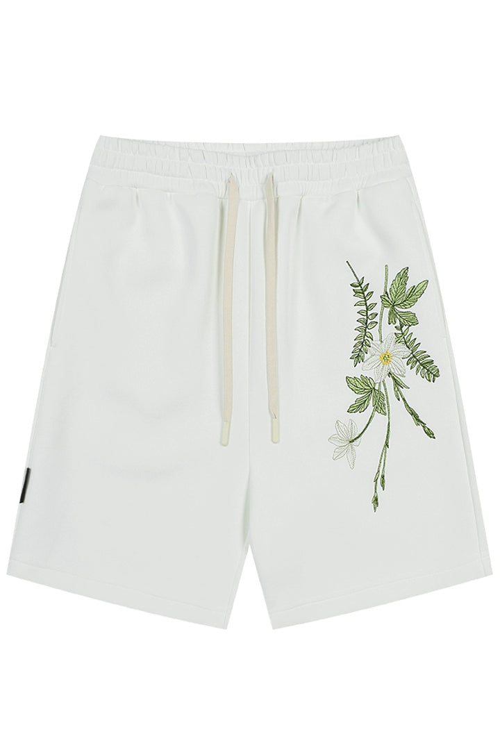 Floral Embroidered Sweat Shorts