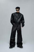 Embossed Moto Armor Leather Jacket