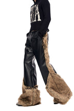 Faux Fur PU Wide Leg Pants