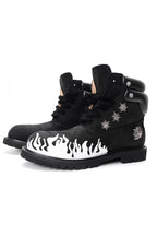 Handpainted Flame Leather Combat Boots