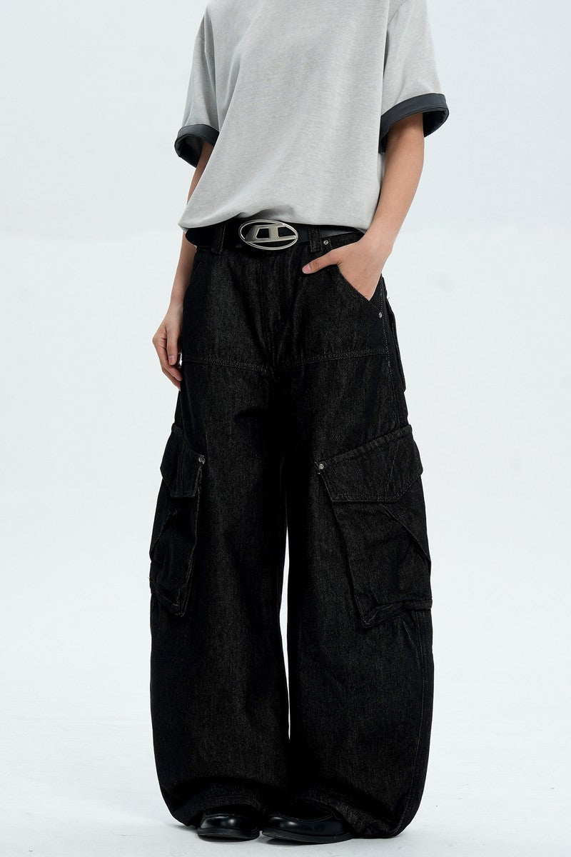 Black Multi Pocket Work Jeans