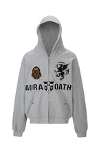 Embroidered Grey Zip Hoodie