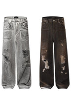 Distressed Washed Street Jeans