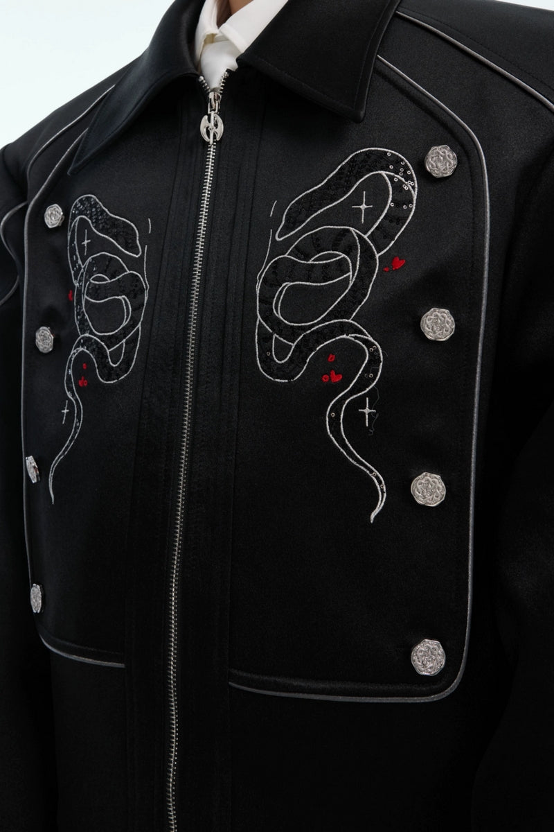 Sequin Embroidered Track Jacket