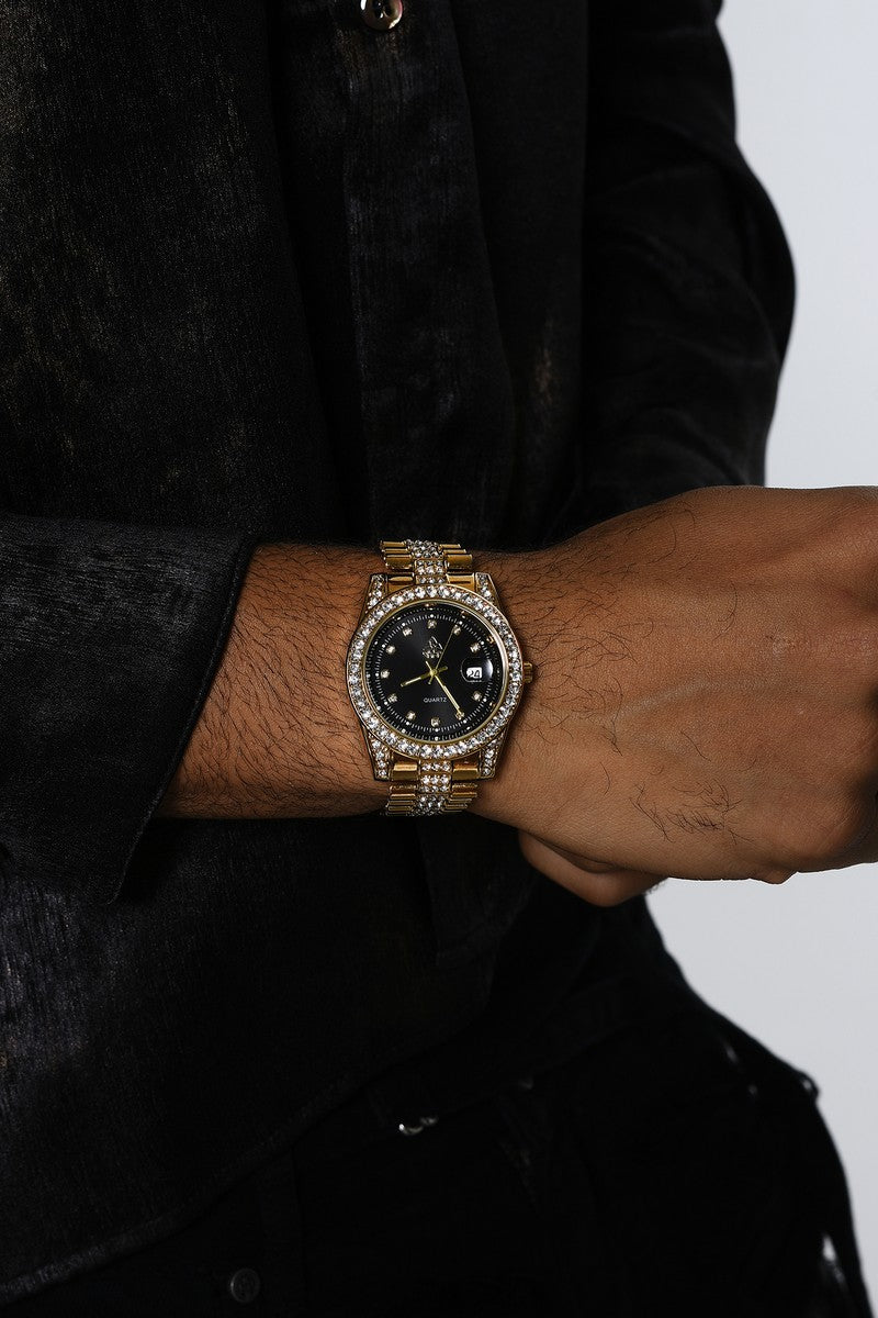 Diamond Pave Date Watch