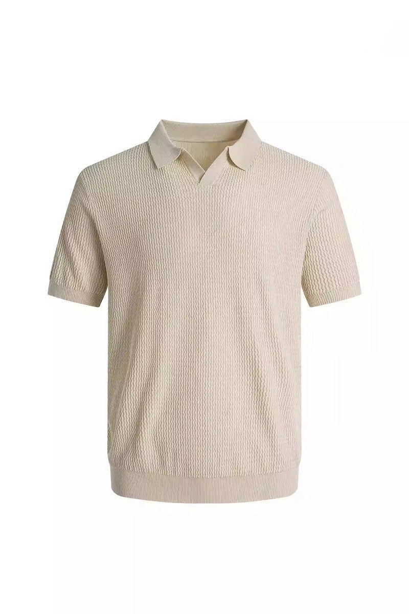 Textured Silk Knit Polo