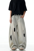 Gray Ripped Blade Jeans