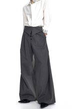 Foldable Waist Pinstripe Suit Pants