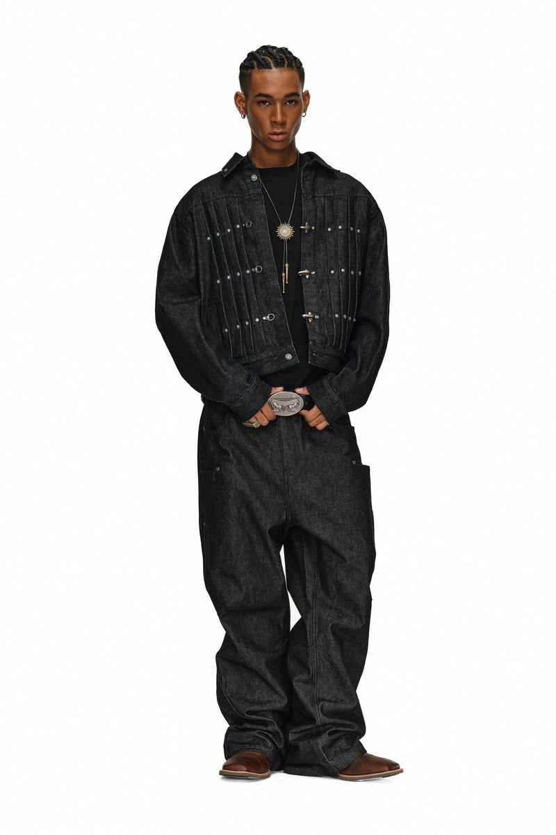 Studded Black Straight Jeans