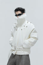 Faux Fur Puffer Biker Jacket