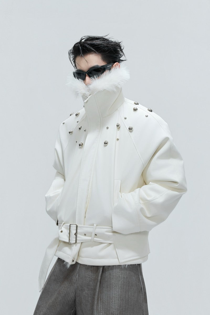 Faux Fur Puffer Biker Jacket