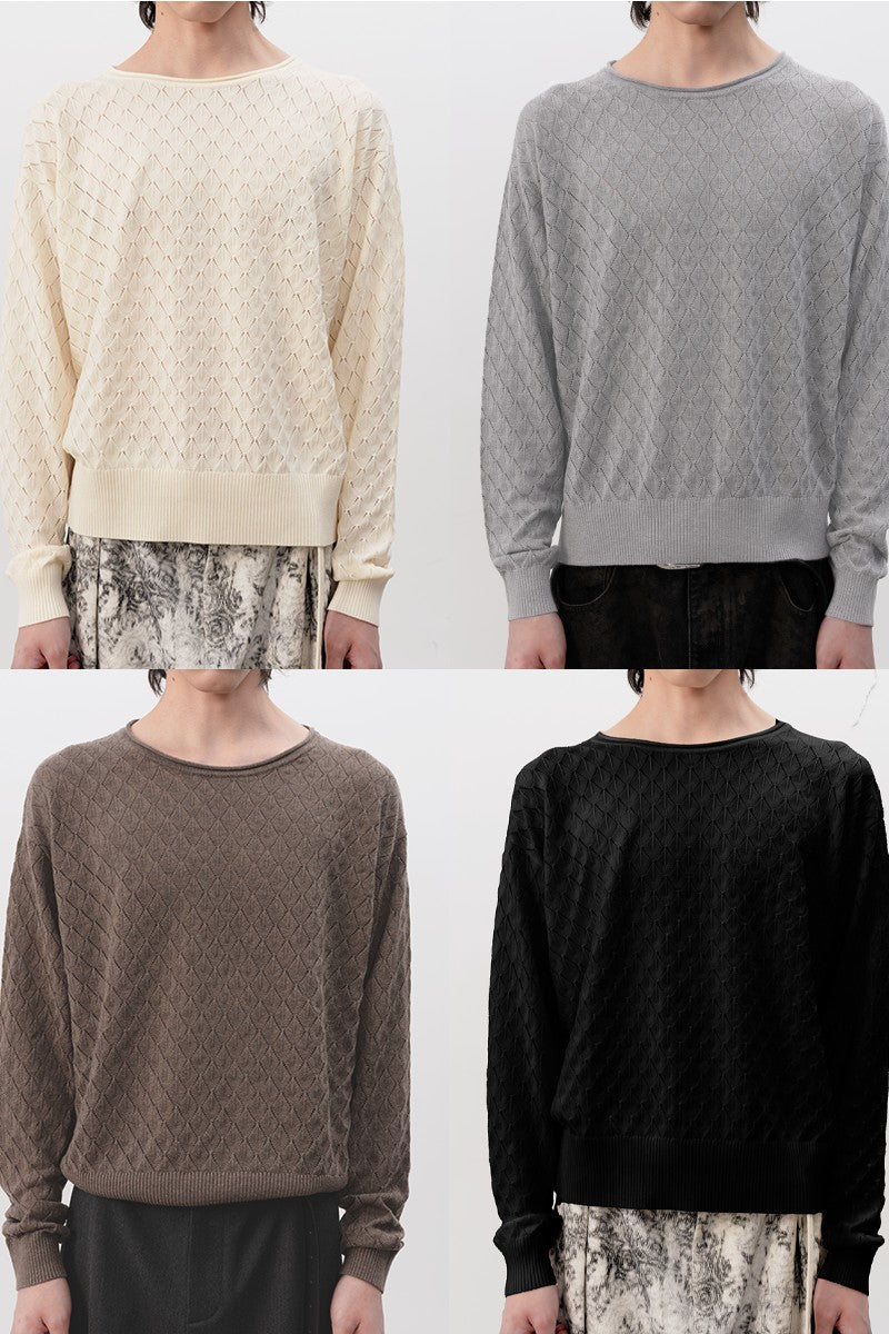 Diamond Cutout Knit Long Sleeve