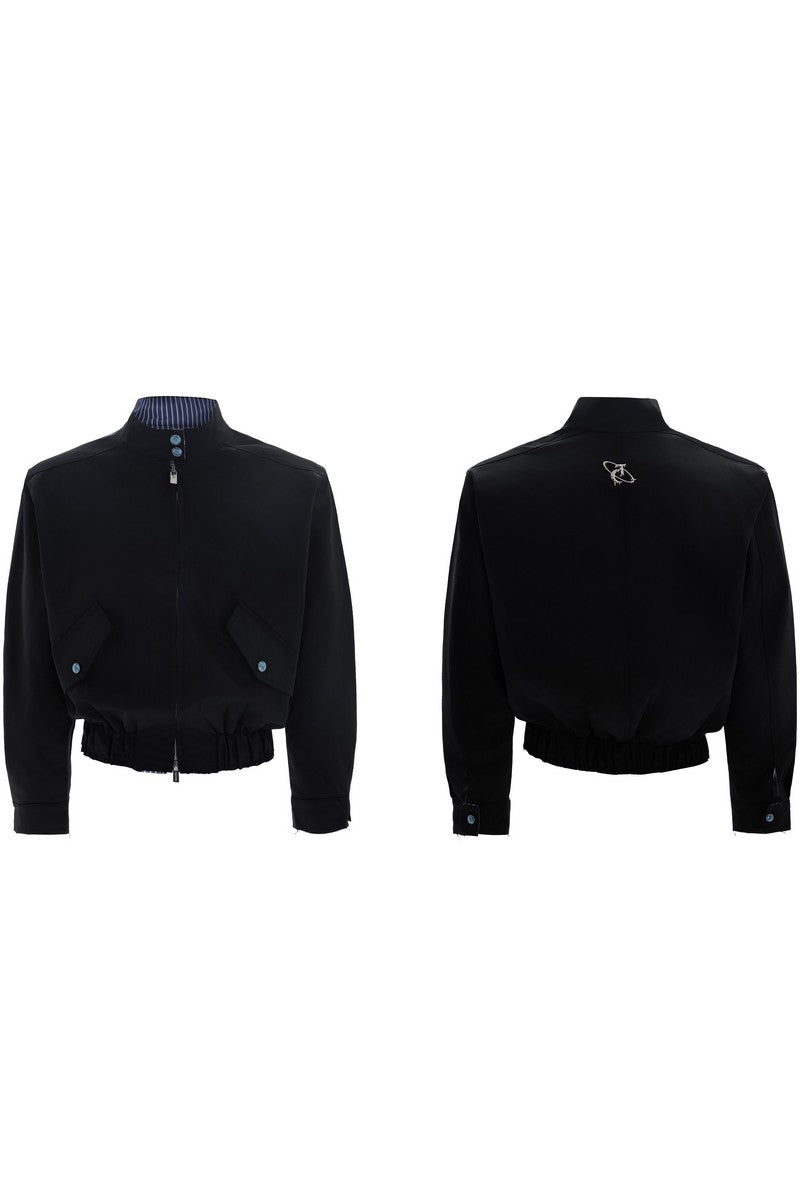 Striped Stand Collar Jacket