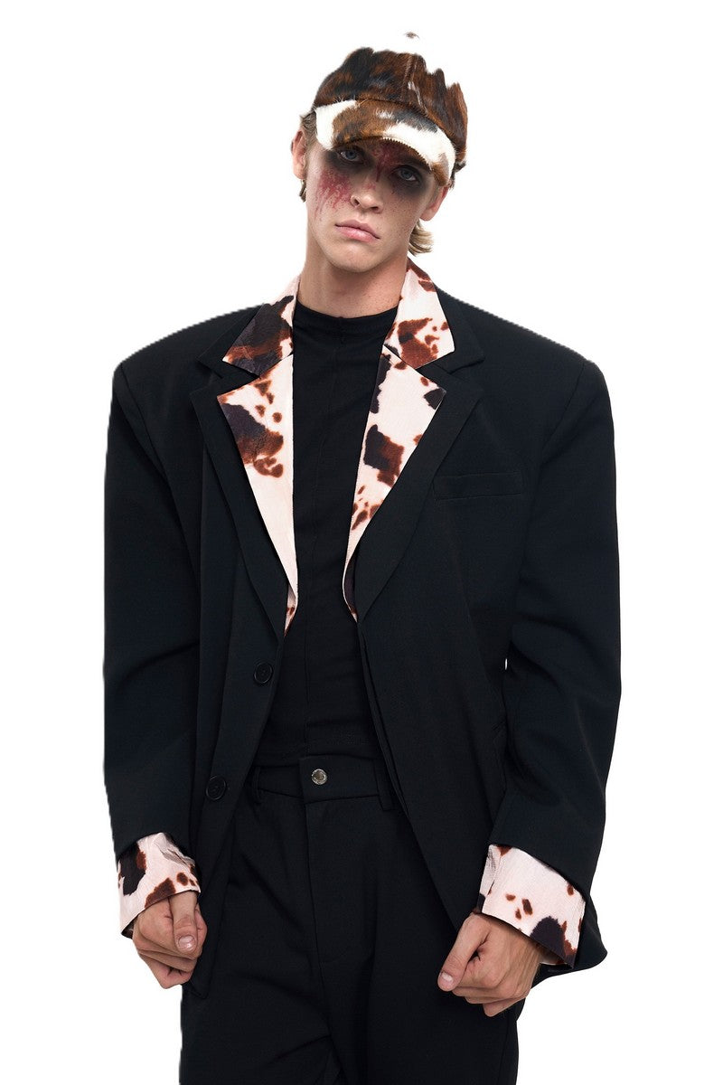 Cow Print Layered Blazer