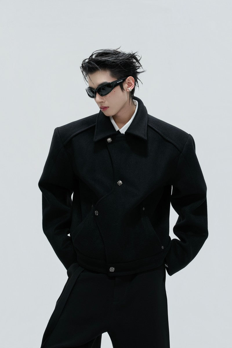 Asymmetrical Plush Wool Jacket