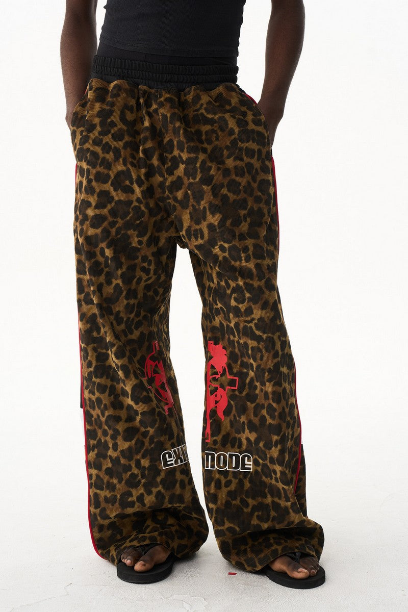 Leopard Print Straight Sweatpants