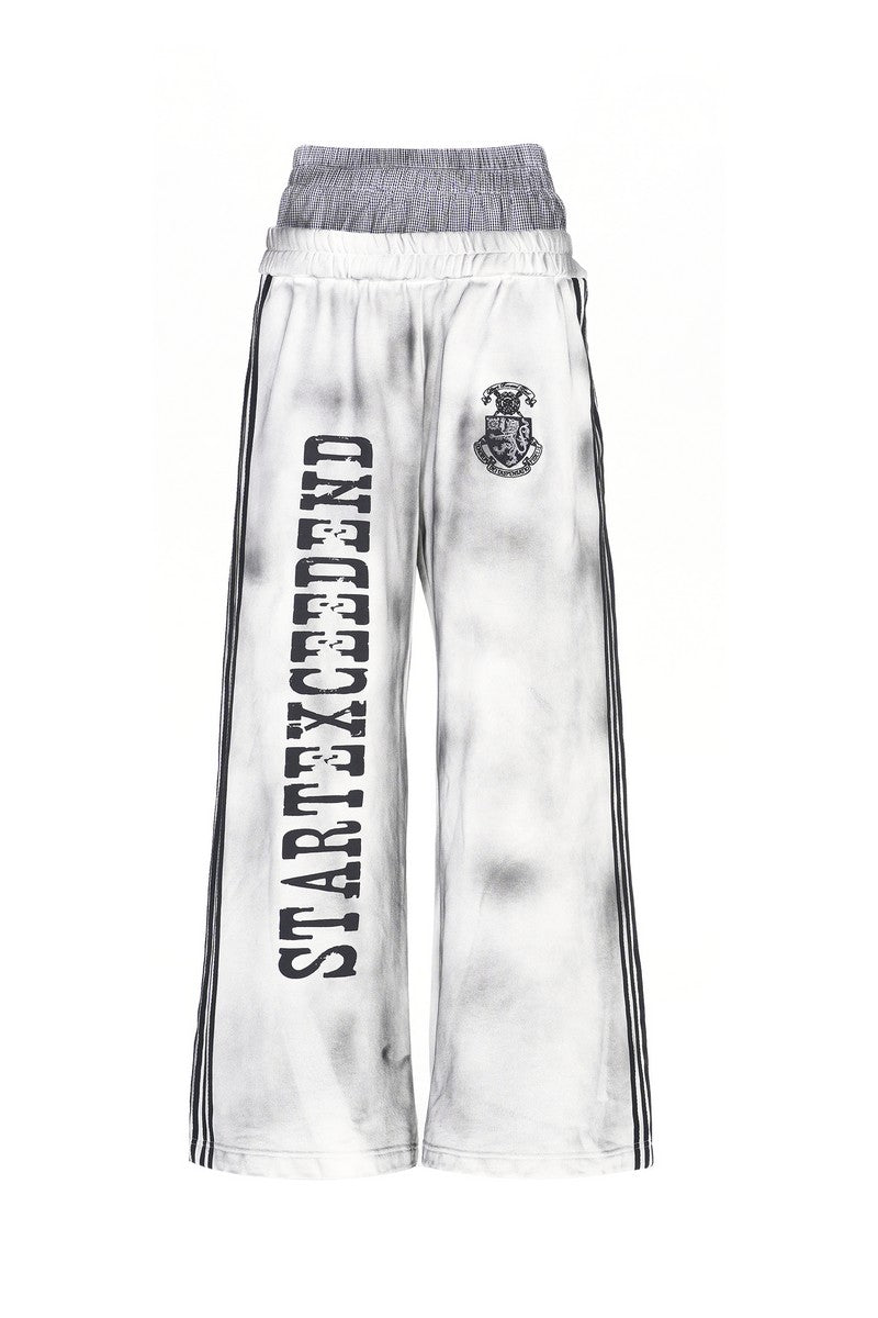 Distressed Striped Double Waist Trackpants