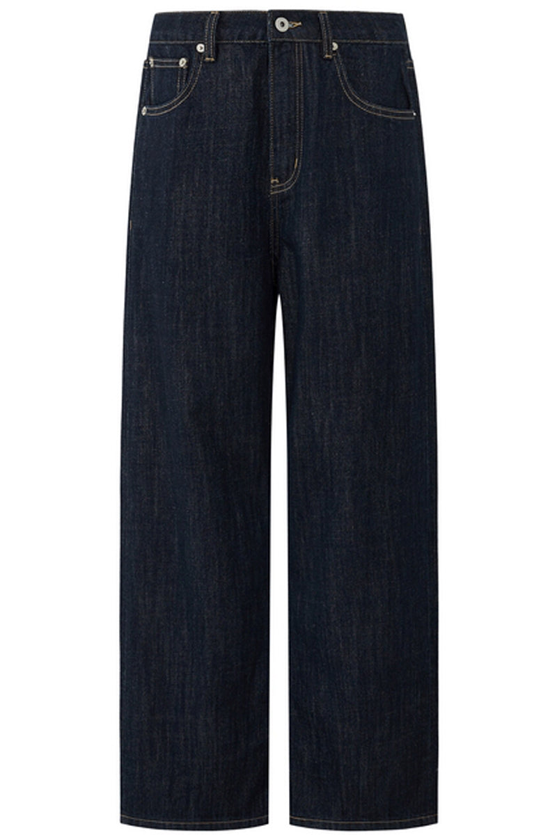 Italian Raw Denim High-Waist Wide-Leg Jeans