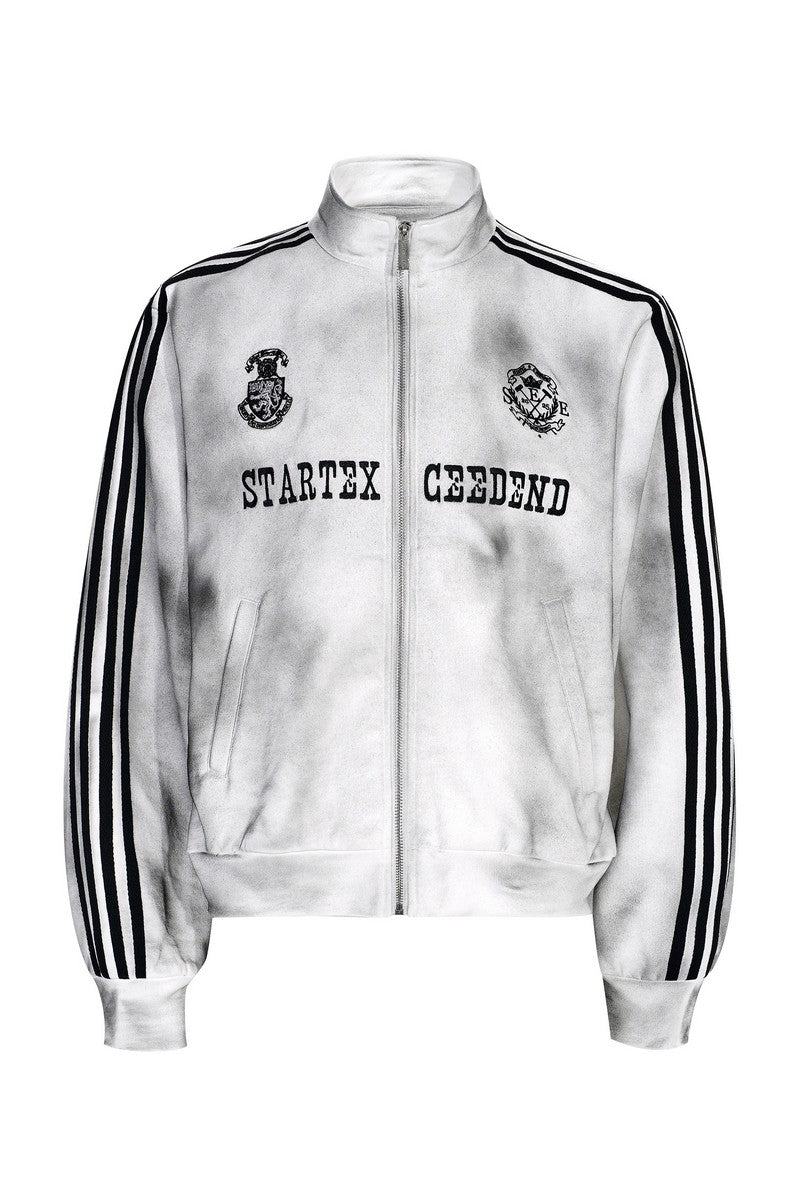 Distressed Striped Track Jacket