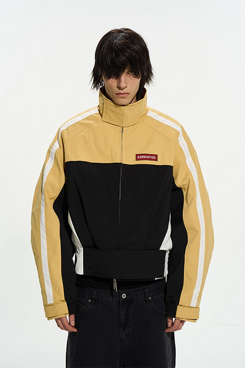 Colorblock Cropped Biker Jacket