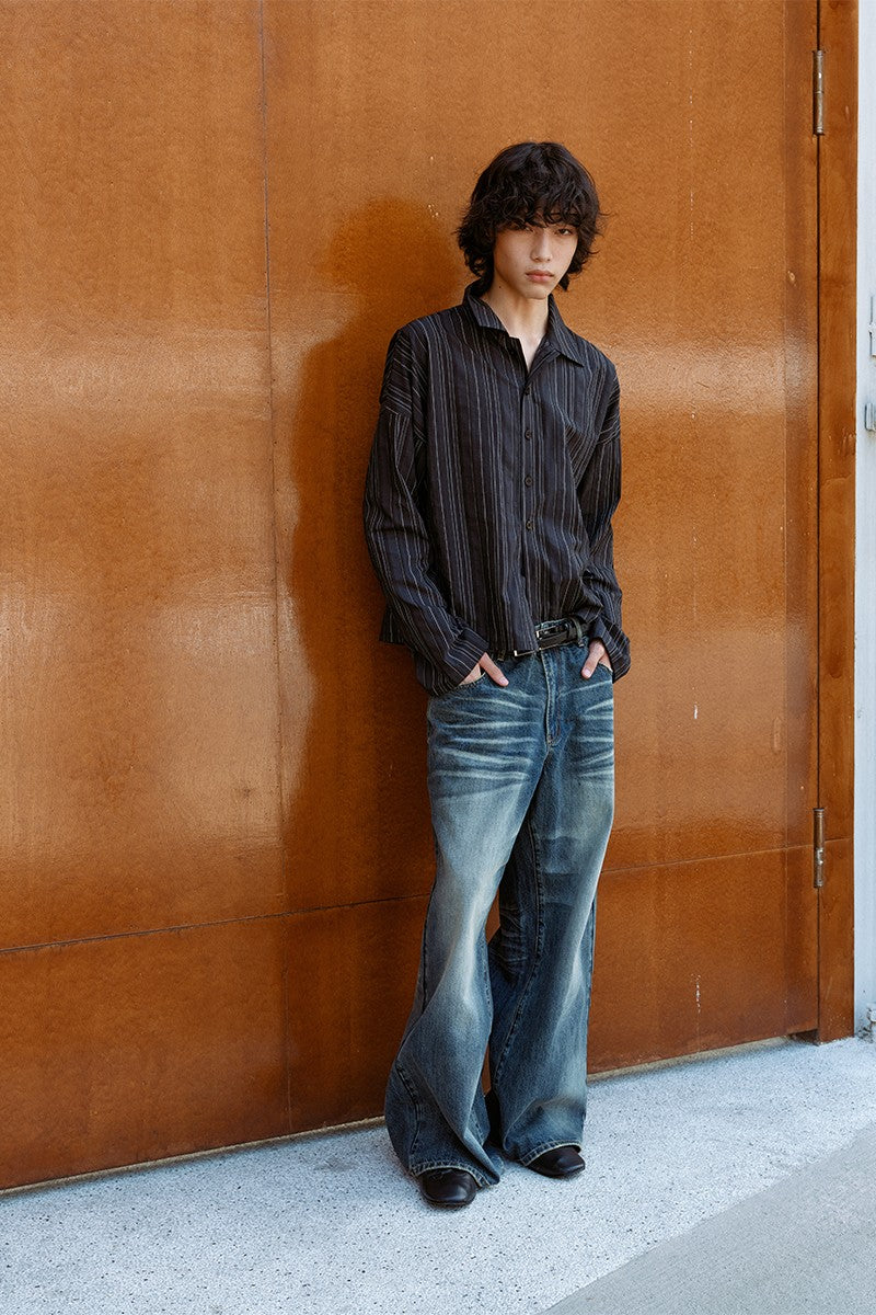 Textured Striped Overshirt