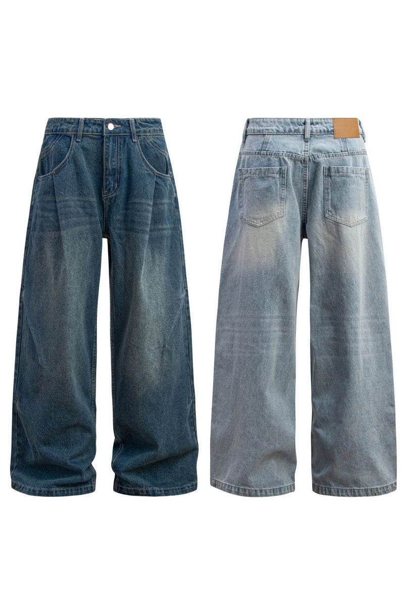 Double Pleat Baggy Jeans