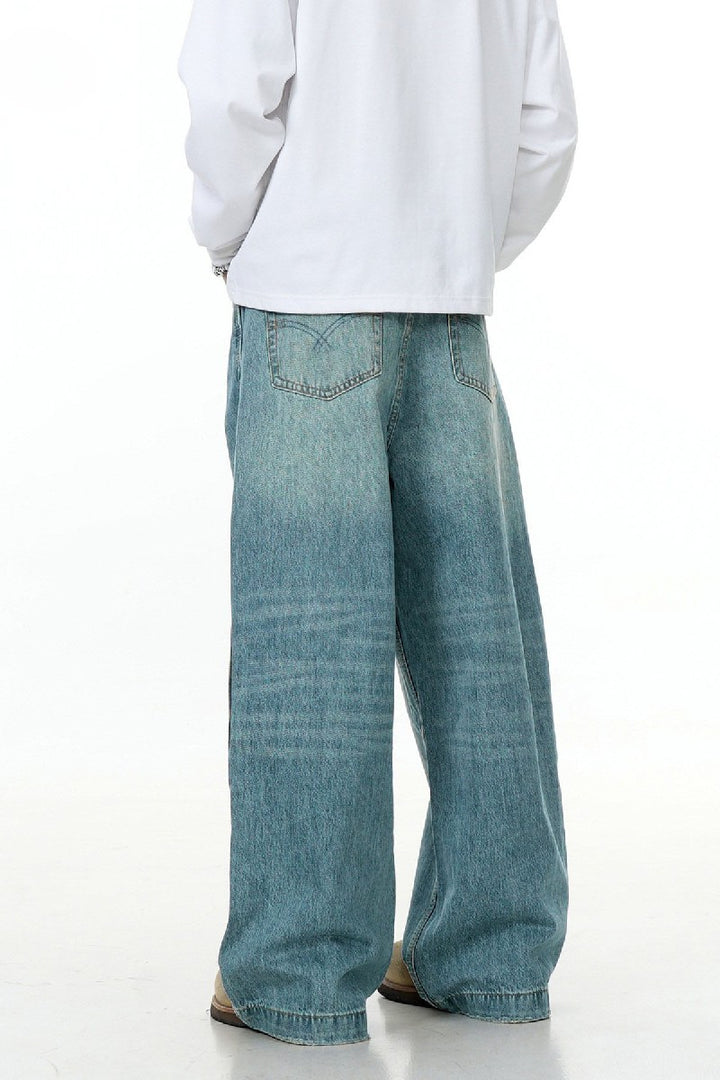Washed Blue Straight Jeans