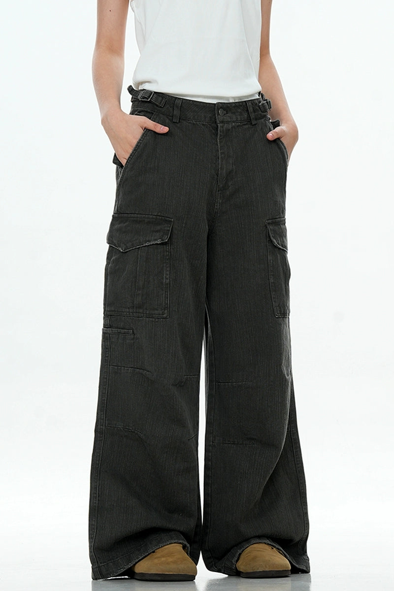 Textured Multi-Pocket Cargo Pants