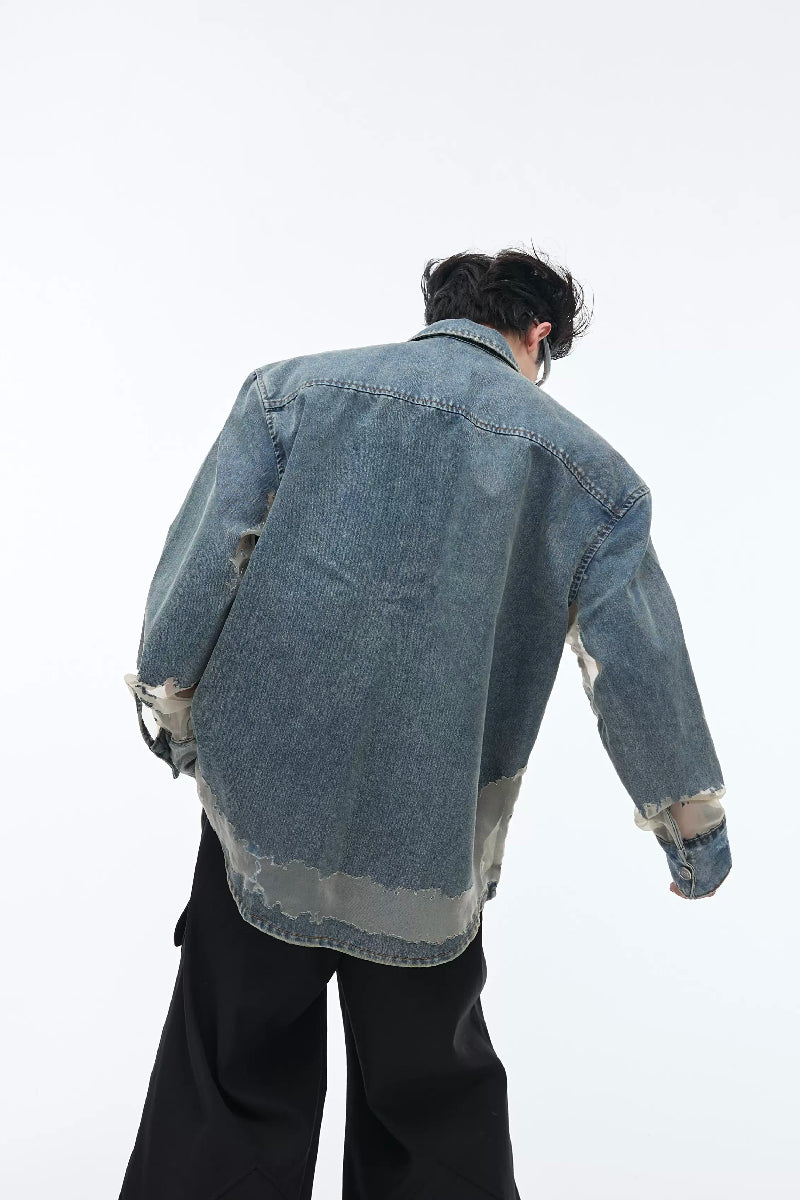 Deconstructed Lace Denim Shirt