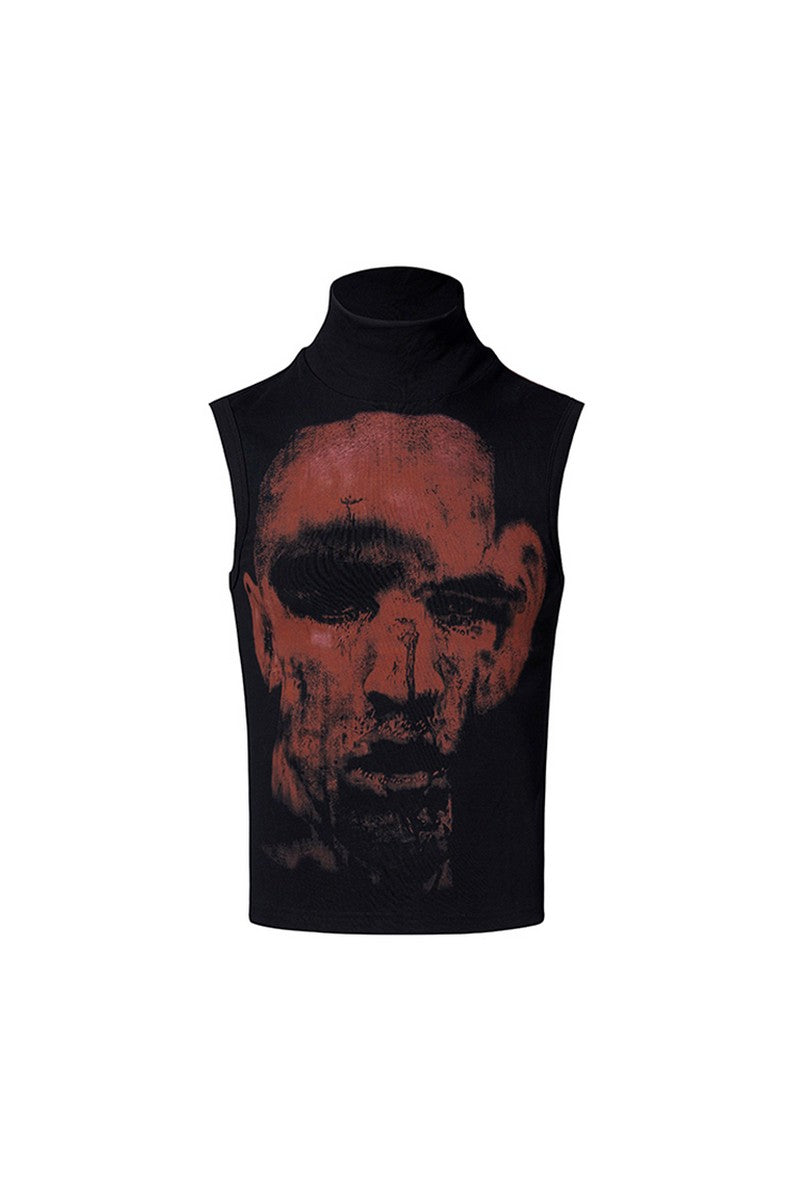 Graphic Mock Neck Tank