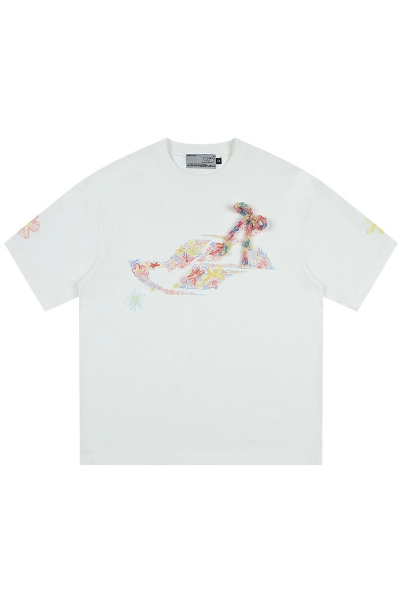 Crayon Floral Bowknot T-Shirt