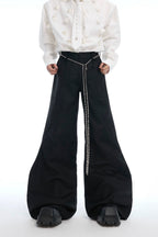 Deconstructed Flare Pants with Chain